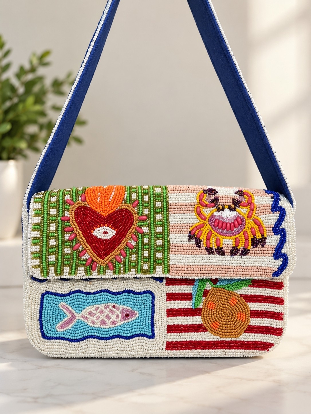 America & Beyond Beaded Coastal Shoulder Bag – New Without Tags